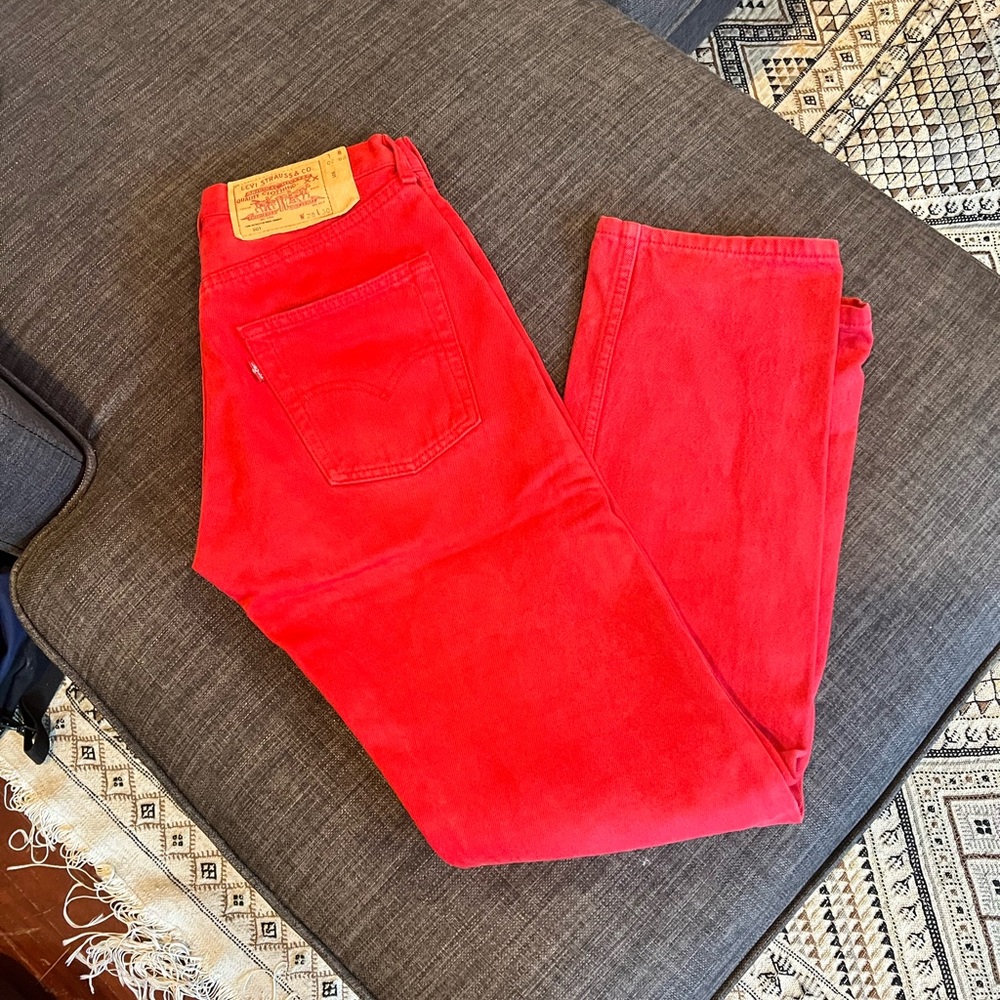 Vintage Levi's 501 Red Denim Jeans